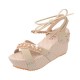 Stylish Cream and Beige Wedges with Distinctive Pearl Embellishments image