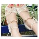 Stylish Cream and Beige Wedges with Distinctive Pearl Embellishments image