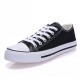 Classic Black Canvas Sneakers with Timeless White Accents image