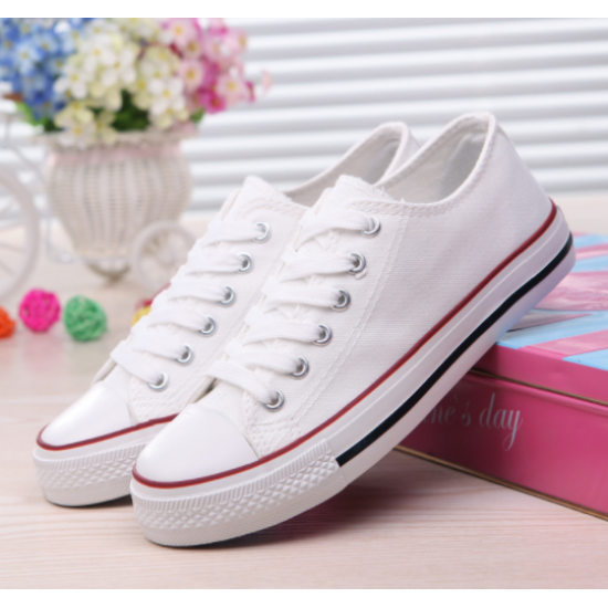 Classic White Canvas Sneakers with Timeless White Accents image