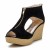 Modern Suede Wedges with Gold Zip Detail and Espadrille Black Heel