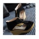 Black Color Suede Wedge Sandals For Women