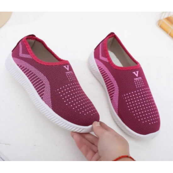 Sporty Magenta Slip On Red Sneakers with Breathable Mesh image