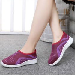 Sporty Magenta Slip On Red Sneakers with Breathable Mesh