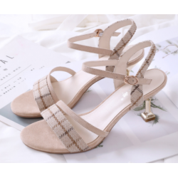 New Korean Style Stiletto Roman High Heels Sandals-Cream