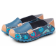 Blue Artisanal Hand Painted Floral Leather Loafers for Casual Elegance image