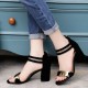 Elegant Black and Gold Chunky Heel Sandals image