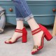 Elegant Red and Gold Chunky Heel Sandals image